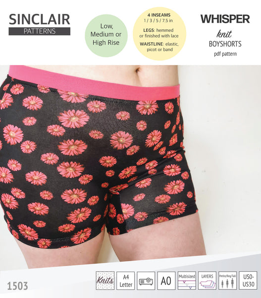 Tanja Boyshort PDF sewing pattern: mid-rise women's underwear for stretch  knits
