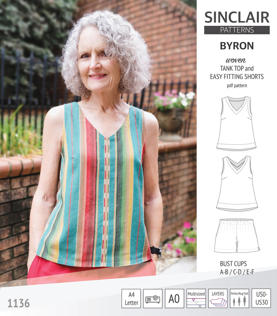 Byron v-neck tank top and easy fitting shorts set for woven fabrics (P ...