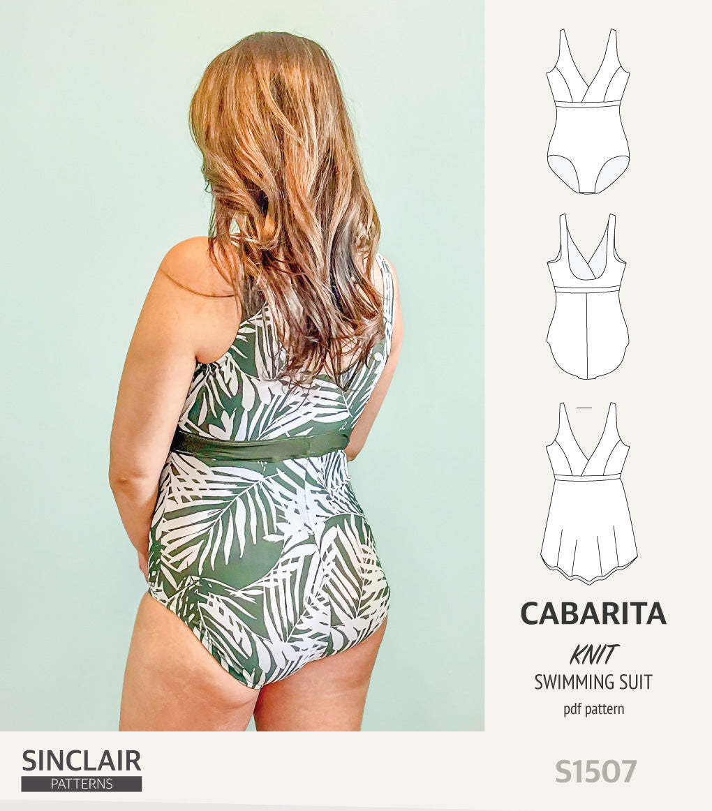 Cabarita V neckline one-piece swimming suit with a skirt