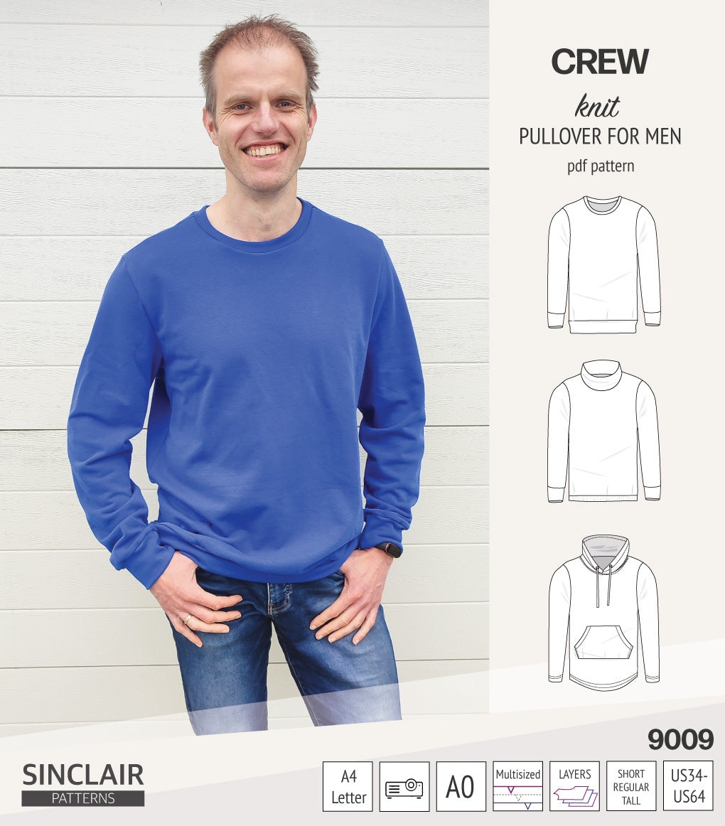 Crew pullover for men (PDF) – Sinclair Patterns
