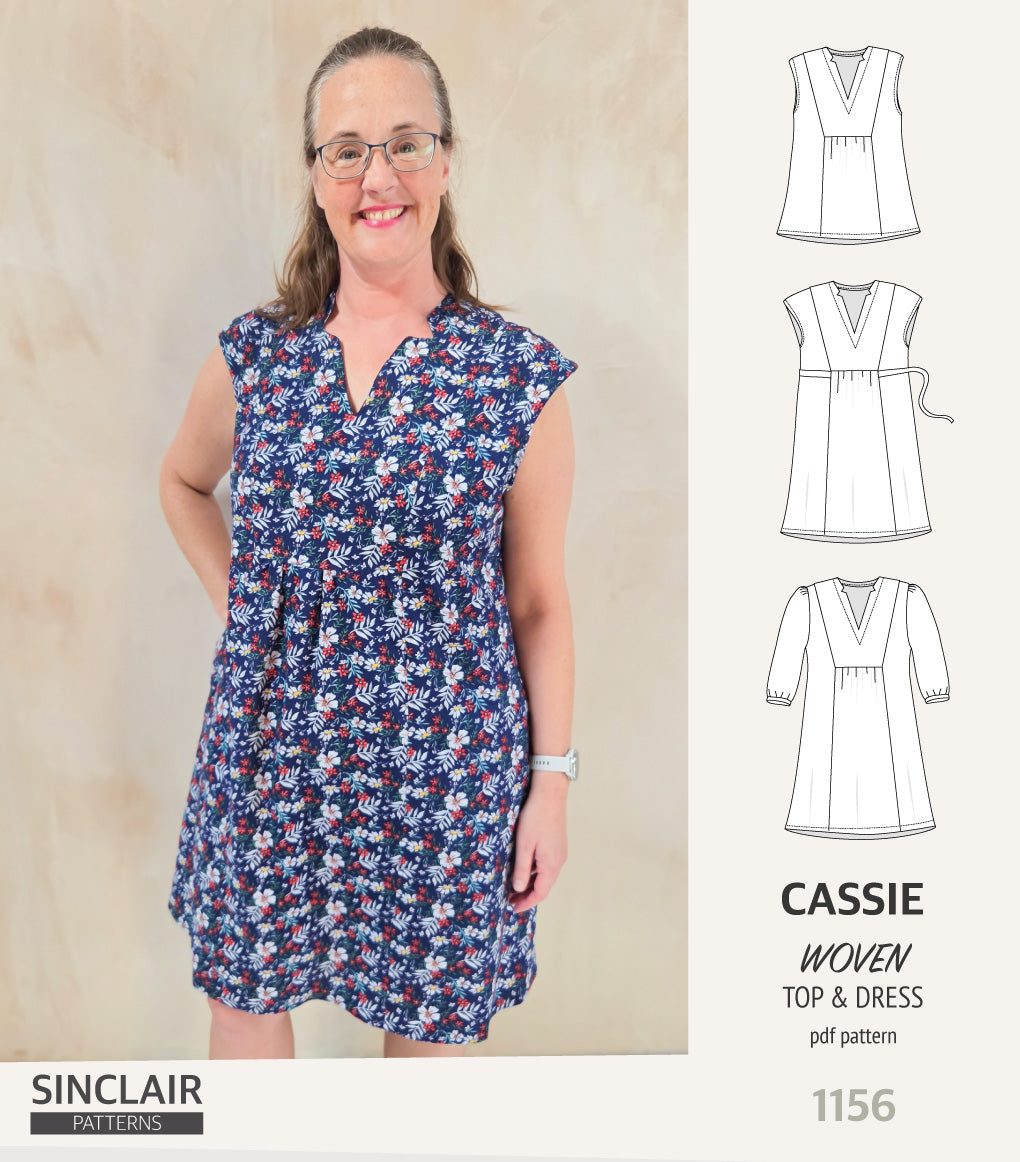 Cassie V neckline top and dress for woven fabrics (PDF) Cassie V neckline top and dress for woven fabrics (PDF)