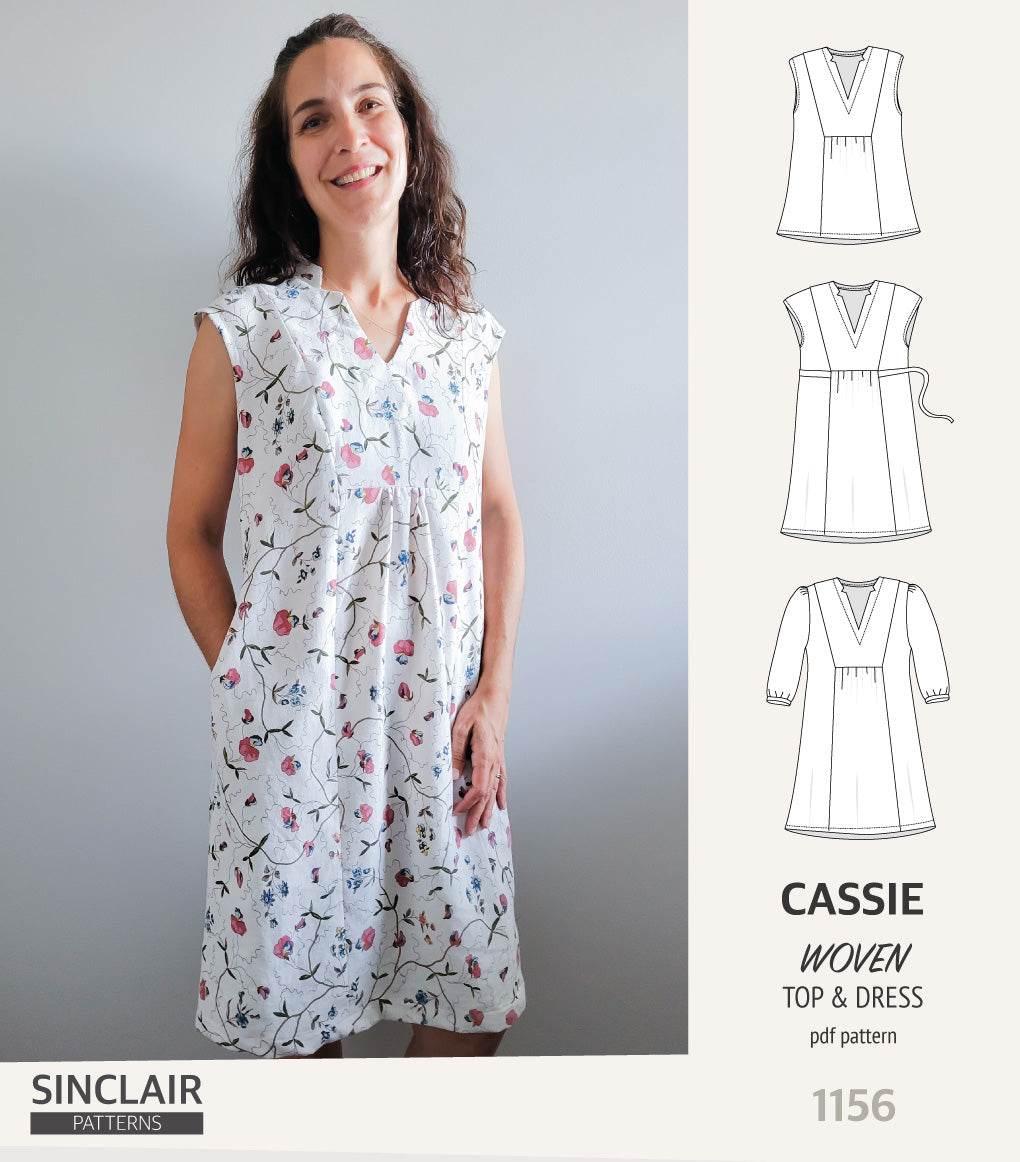 Cassie V neckline top and dress for woven fabrics (PDF) Cassie V neckline top and dress for woven fabrics (PDF)