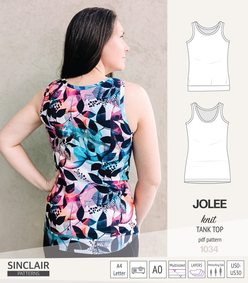 Jolee knit longline tank top sewing pattern (PDF) – Sinclair