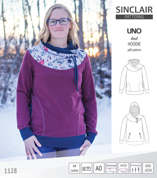 Uno hoodie with a round yoke (pdf sewing pattern) - Sinclair Patterns