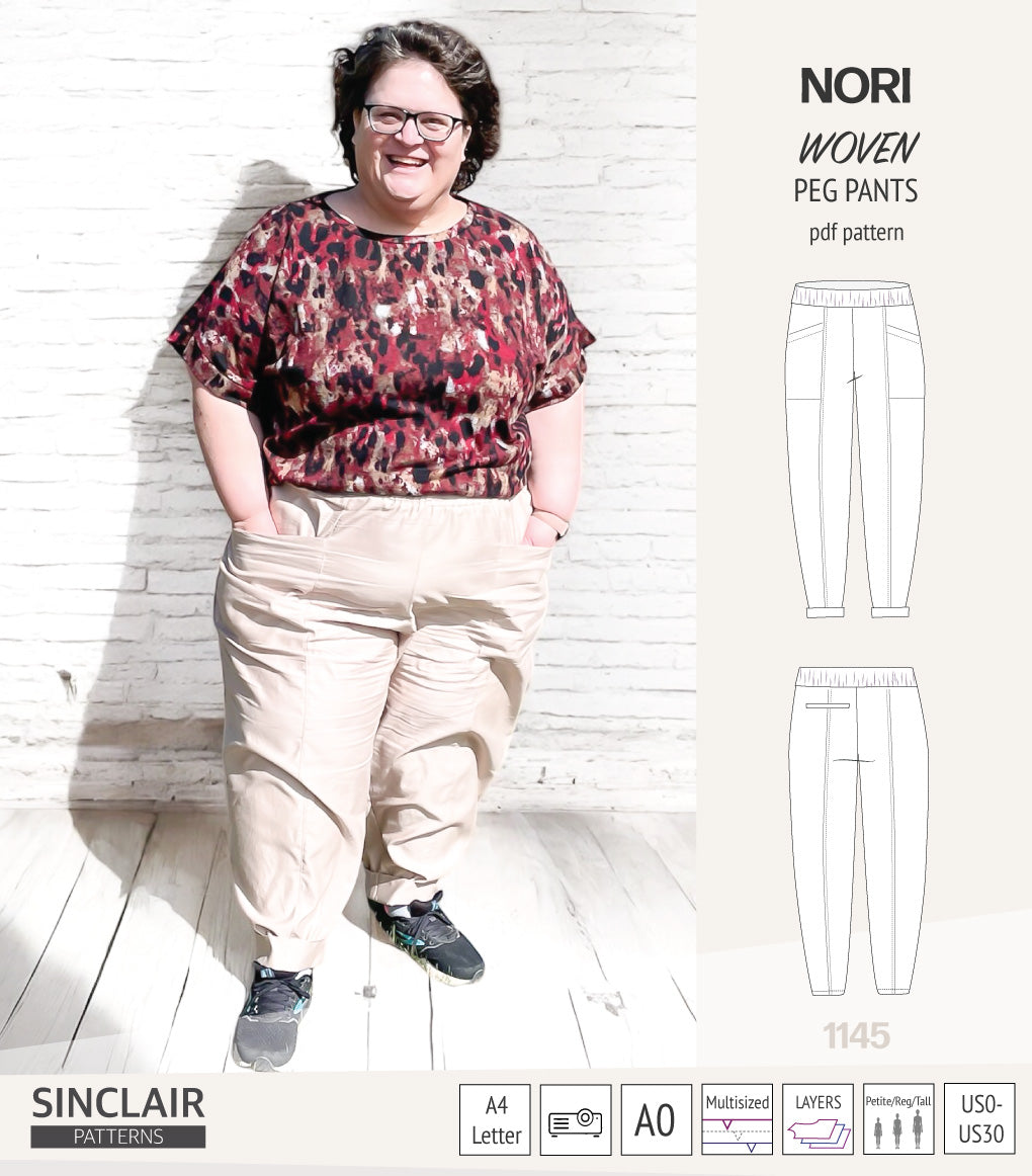 Pinic Pattern Pants Nori peg/barrel style pants with pockets (pdf sewing pattern ...