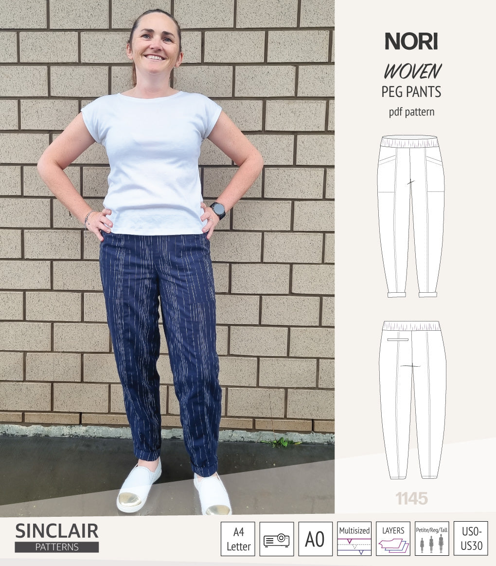 Pinic Pattern Pants Nori peg/barrel style pants with pockets (pdf sewing pattern ...