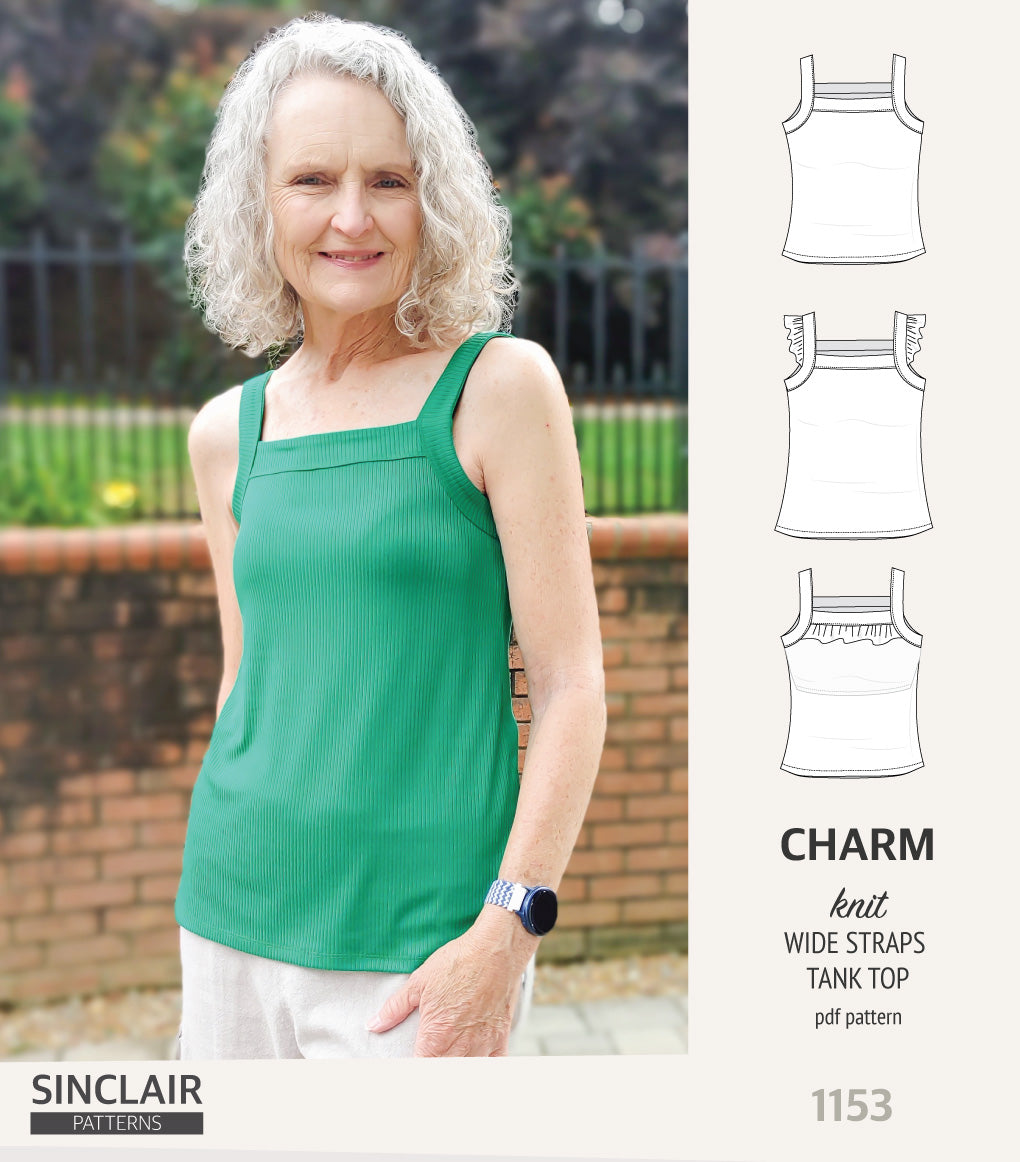 Charm wide straps tank top with optional ruffles (PDF) – Sinclair