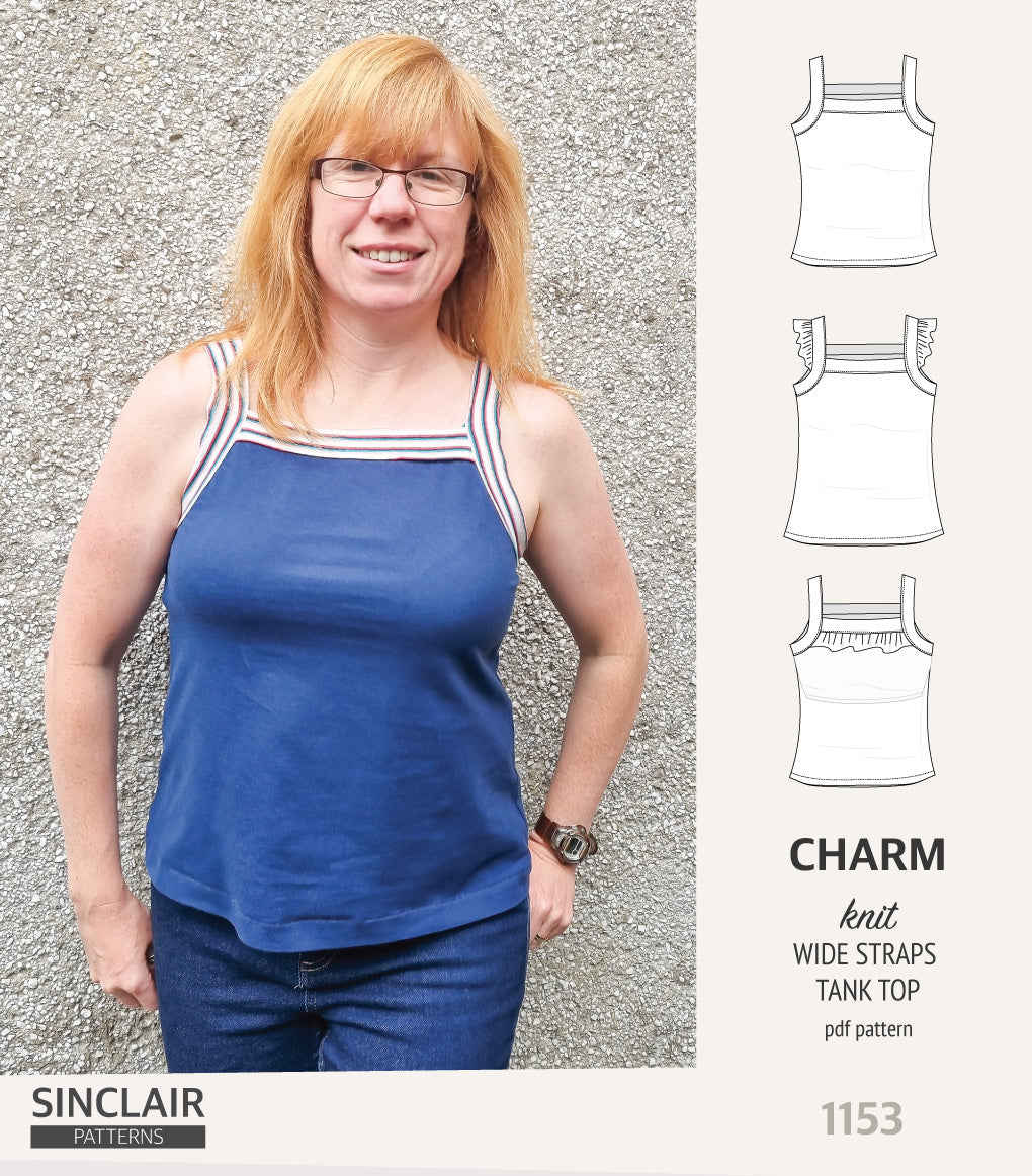 Charm wide straps tank top with optional ruffles (PDF) – Sinclair