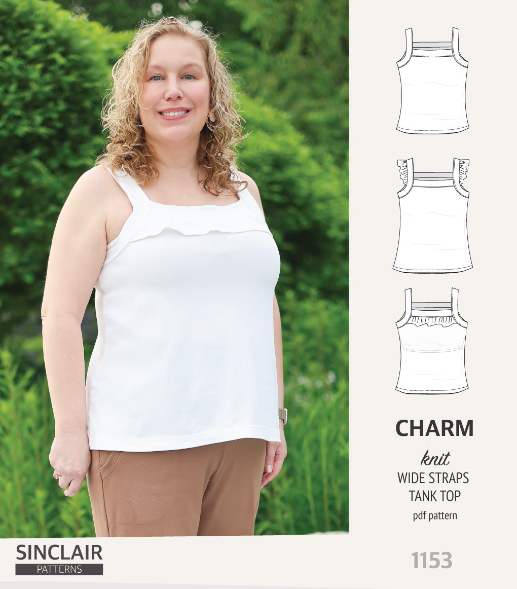 Charm wide straps tank top with optional ruffles (PDF) – Sinclair