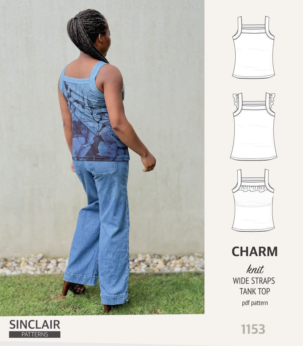 Charm wide straps tank top with optional ruffles (PDF) – Sinclair