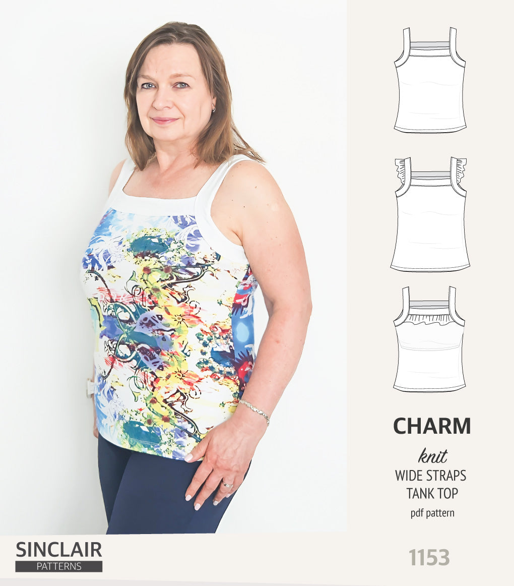 Charm wide straps tank top with optional ruffles (PDF) – Sinclair