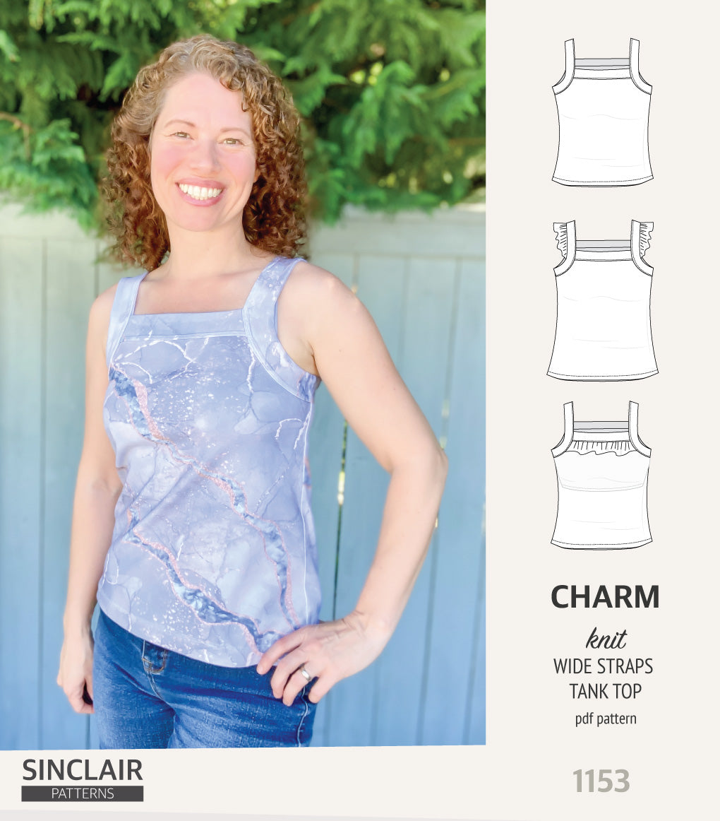 Charm wide straps tank top with optional ruffles (PDF) – Sinclair Patterns