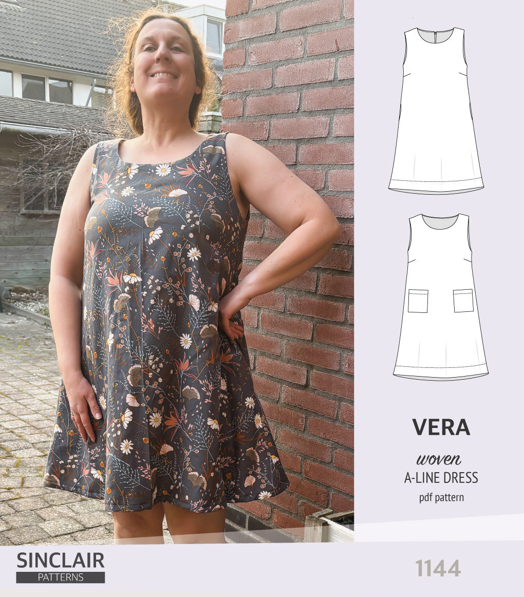 Vera A-line woven dress with pockets (PDF) – Sinclair Patterns