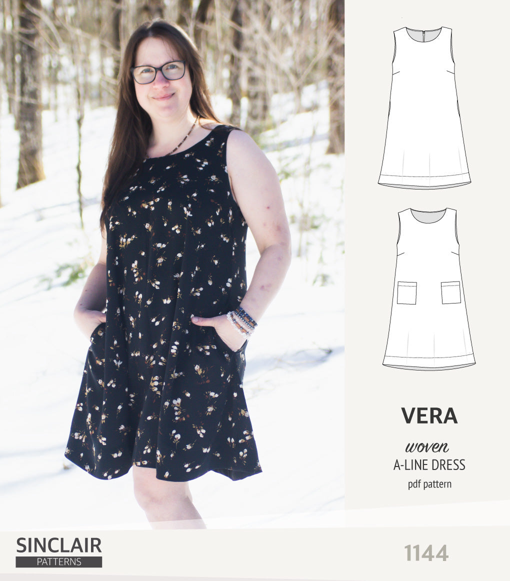 Vera A-line woven dress with pockets (PDF) – Sinclair Patterns