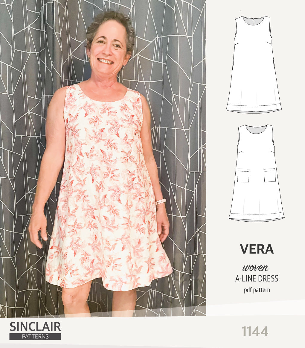 Vera A-line woven dress with pockets (PDF) – Sinclair Patterns