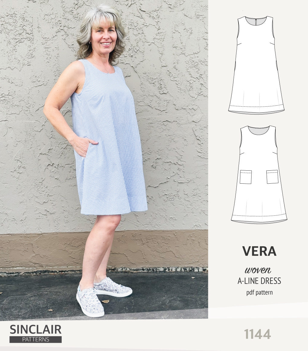 Vera A-line woven dress with pockets (PDF)