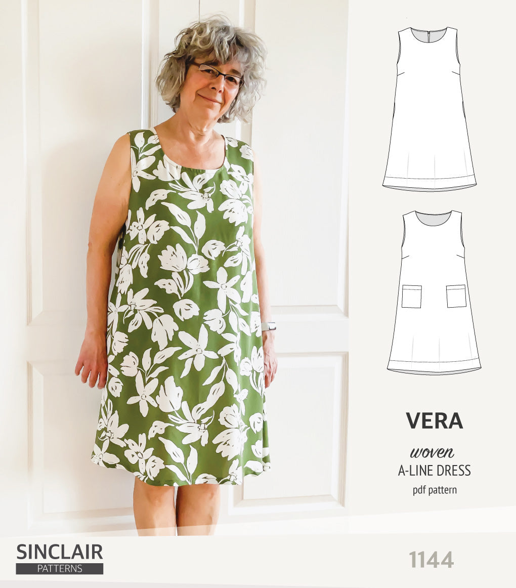 Vera A-line woven dress with pockets (PDF)