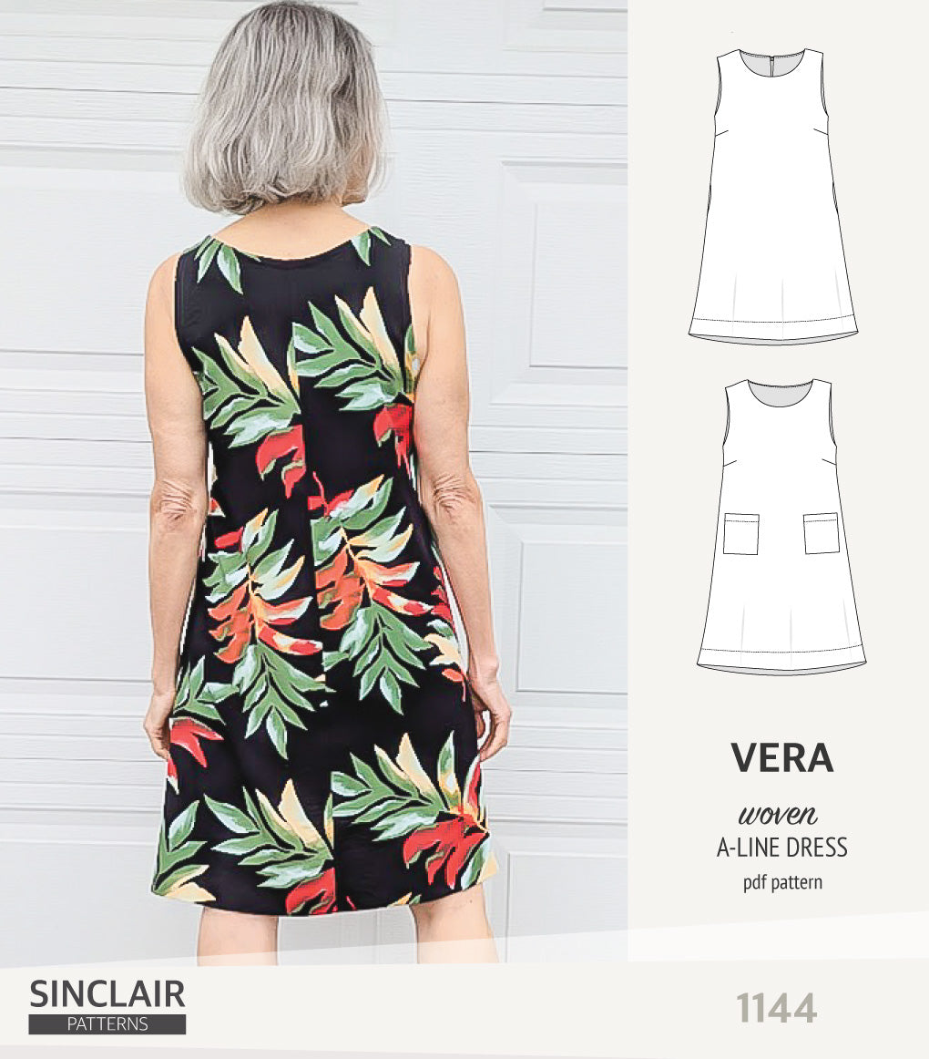 Vera A-line woven dress with pockets (PDF) – Sinclair Patterns