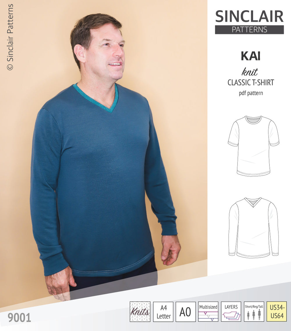 Kai semi fitted t-shirt for men (PDF) Sinclair Patterns