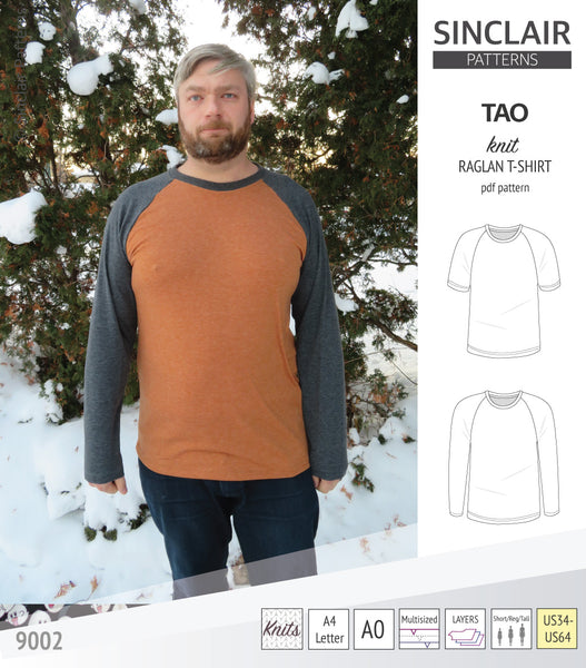 Tao semi fitted classic raglan t-shirt for men (PDF) - Sinclair