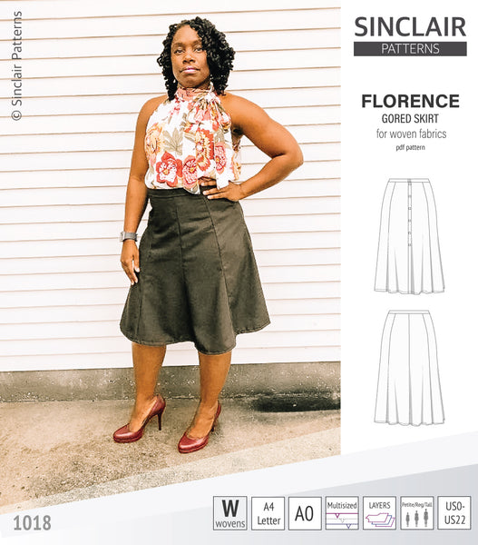 Florence woven gored skirt with buttons/zipper (PDF) Sinclair Patterns