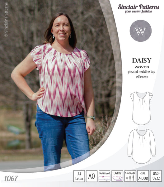 Daisy woven blouse with pleated neckline and petal/long sleeves (PDF ...