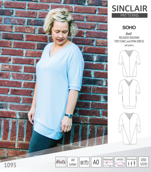 Soho dolman relaxed style top, tunic and mini dress - pdf sewing ...