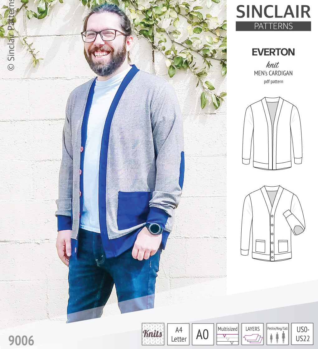 Pdf Sewing pattern S9006 Everton knit cardigan for men