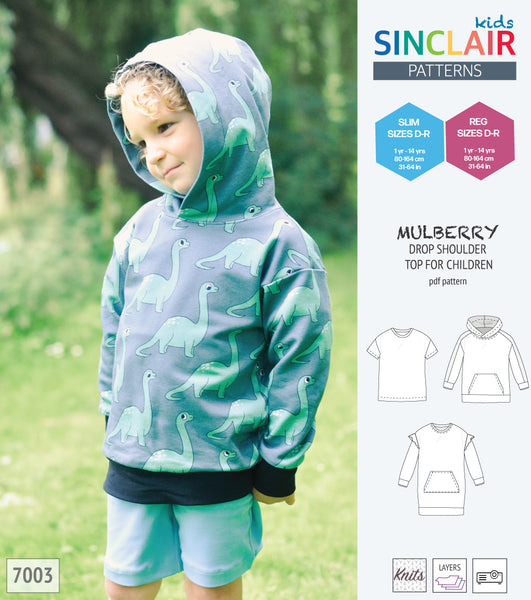 Mulberry drop shoulder top and hoodie for children (PDF SEWING