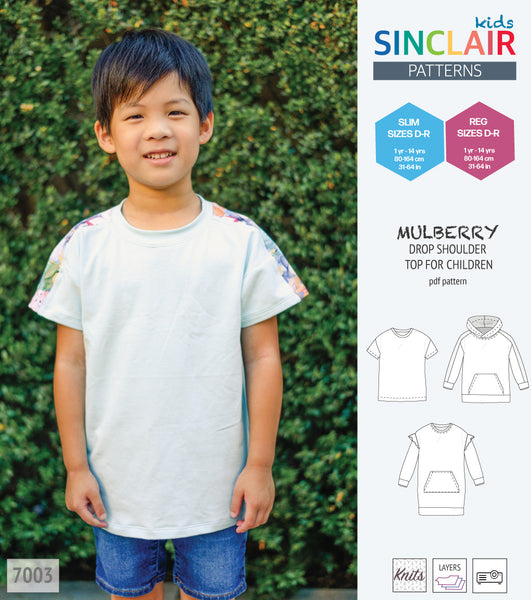 Mulberry drop shoulder top and hoodie for children (PDF SEWING PATTERN) -  Sinclair Patterns