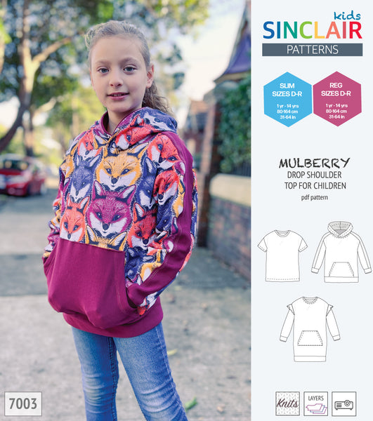 dessert Fonetik samvittighed Mulberry drop shoulder top and hoodie for children (PDF SEWING PATTERN) -  Sinclair Patterns