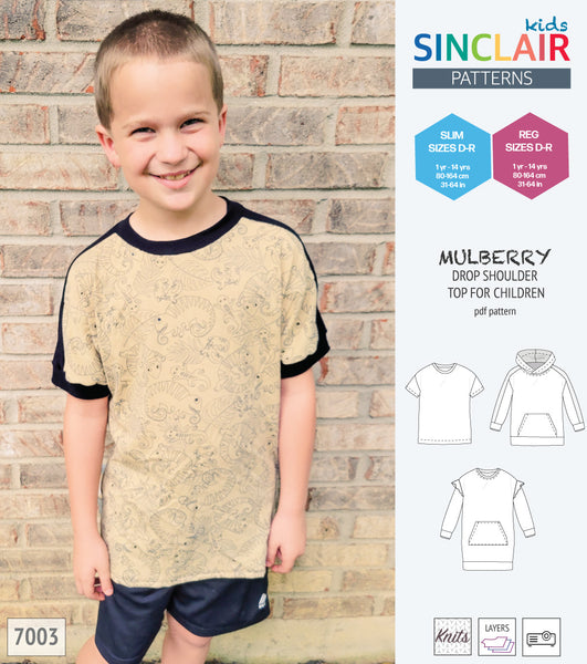 Mulberry drop shoulder top and hoodie for children (PDF SEWING PATTERN) -  Sinclair Patterns