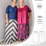 Pdf sewing pattern Mia knit jersey maxi or midi skirt with yoga waistband and side slits