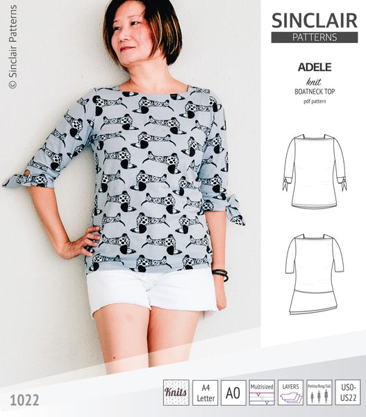 Adele knit boatneck top (PDF) - Sinclair Patterns