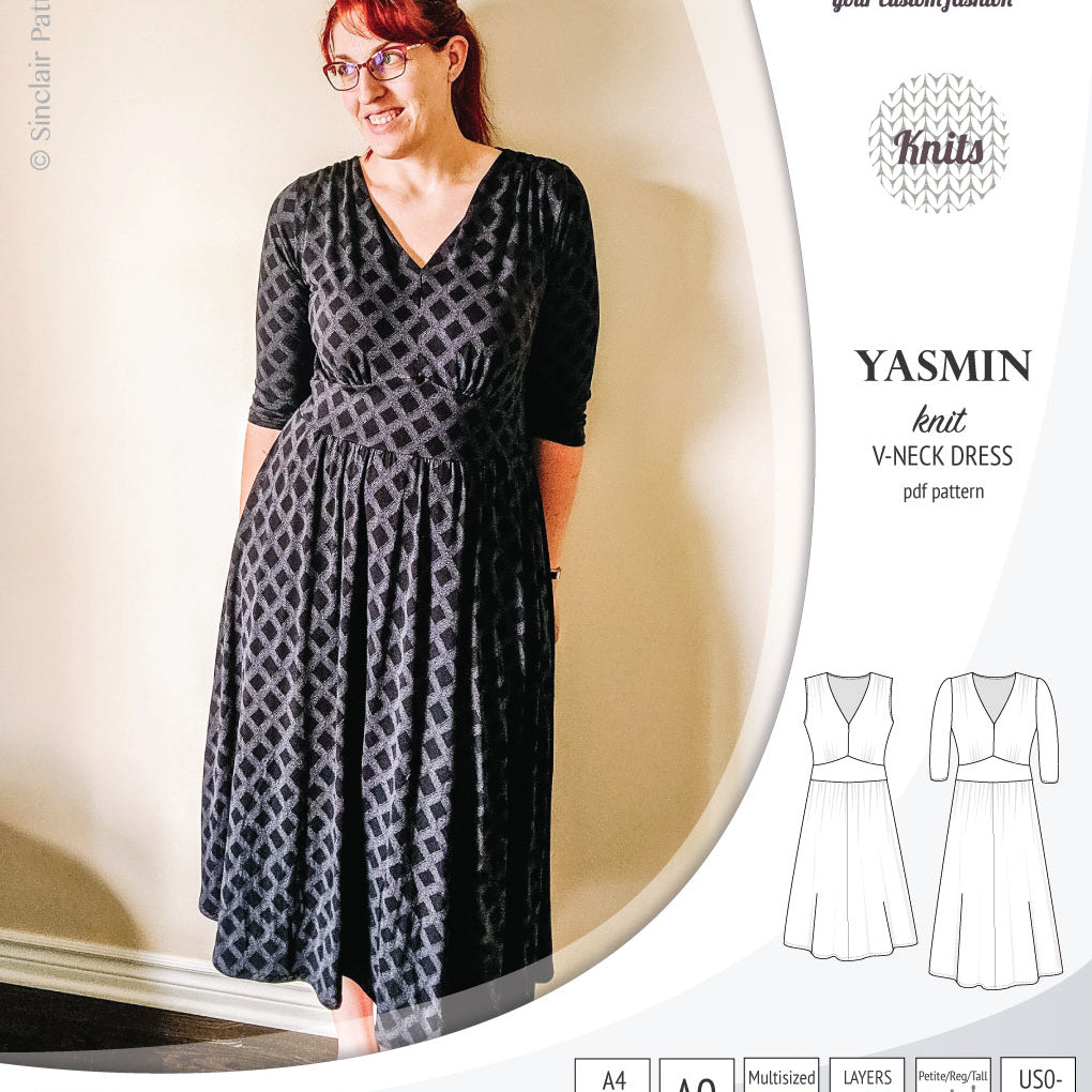 dress patterns for knits Emma Claudia godet style knit dress