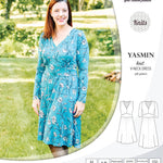 Pdf sewing patterns - S1025 Yasmin knit V neck dress with gathered or flared skirt by Sinclair Patterns 