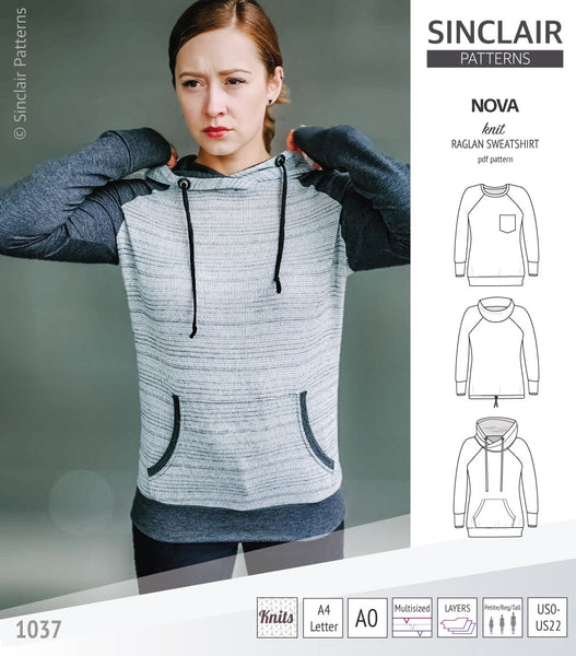 Nova knit raglan sweatshirt for women (PDF) - Sinclair Patterns