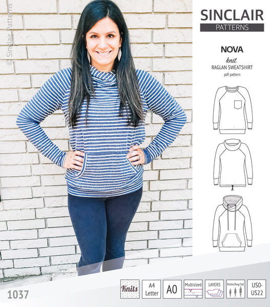 PATTERN Basic Sweatshirt for Women, Sewing Pattern, Digital, Pattern PDF,  Pack Size XS Xl, Instant Download 