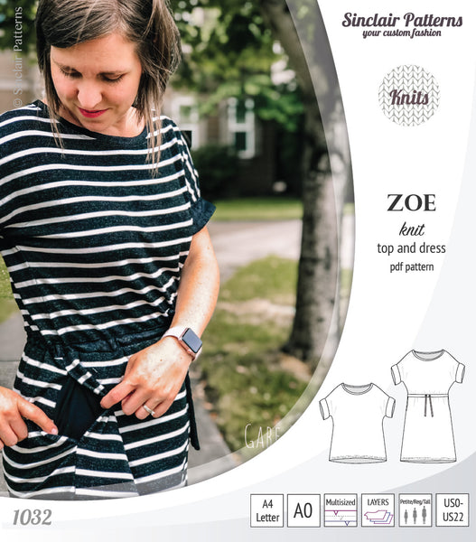 Zoe relaxed dolman knit top and drawstring dress (PDF) - Sinclair