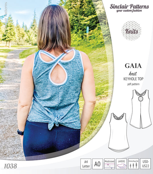 Gaia knit tank top with a keyhole accent (PDF)
