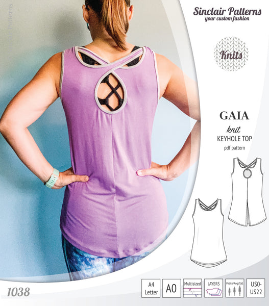 Gaia knit tank top with a keyhole accent (PDF) - Sinclair Patterns