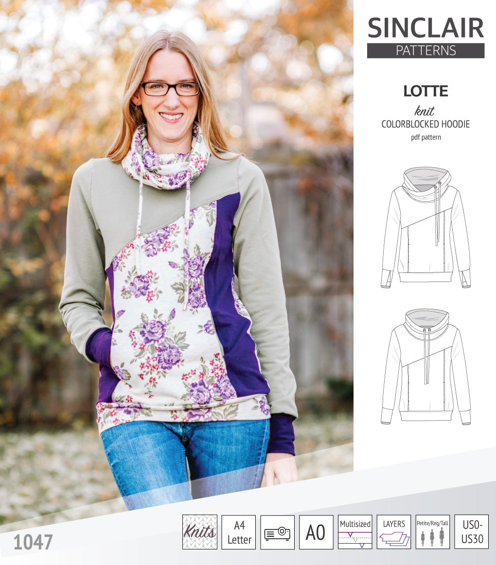 Lotte colorblocked hoodie for women (PDF) – Sinclair Patterns