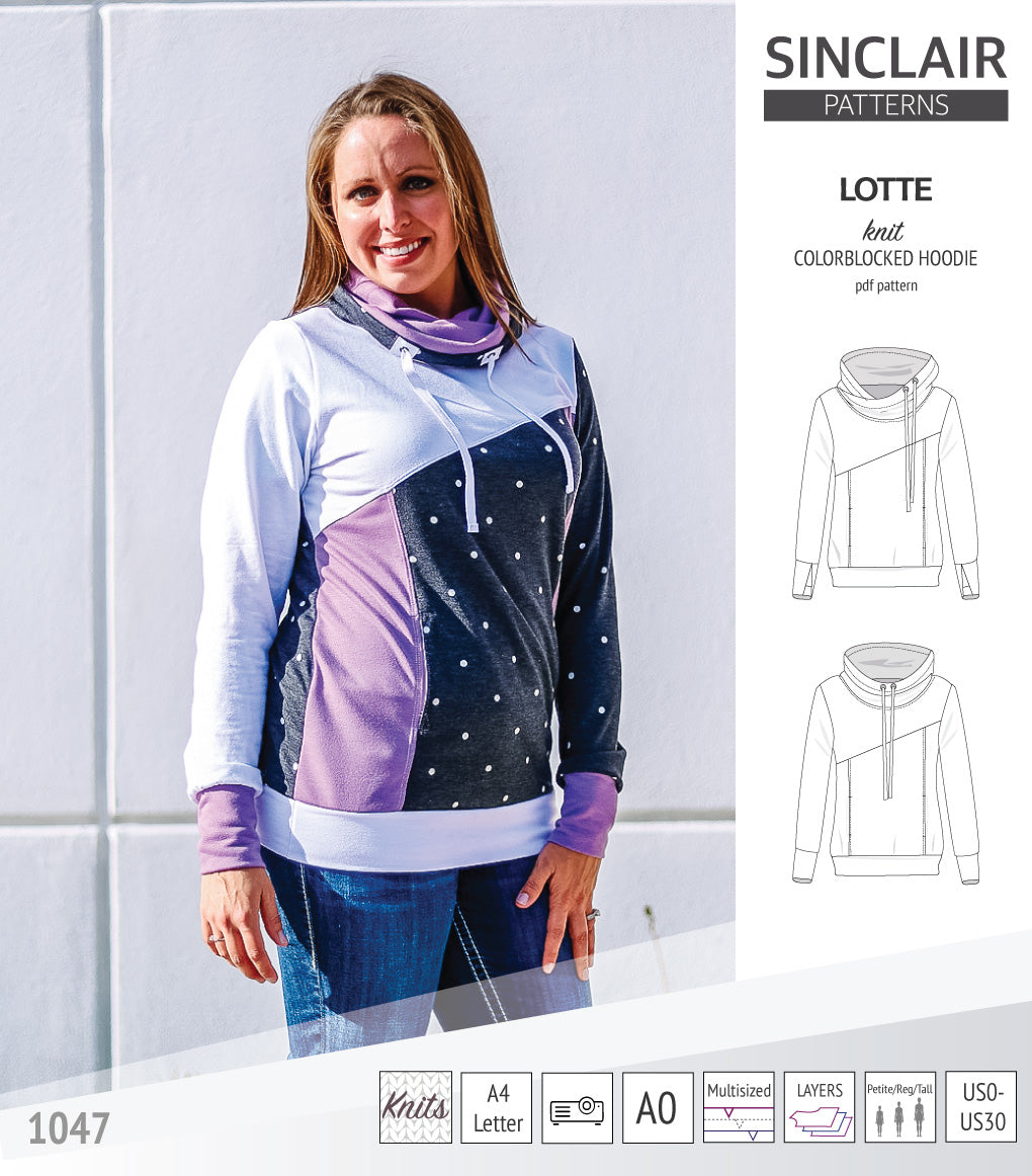 Lotte colorblocked hoodie for women (PDF) – Sinclair Patterns