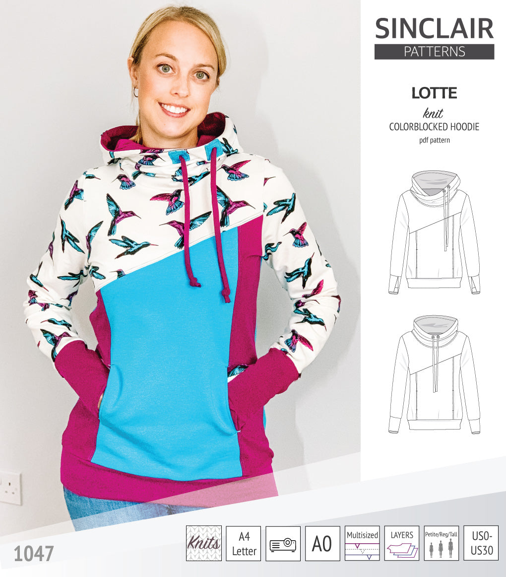 Lotte colorblocked hoodie for women (PDF) – Sinclair Patterns