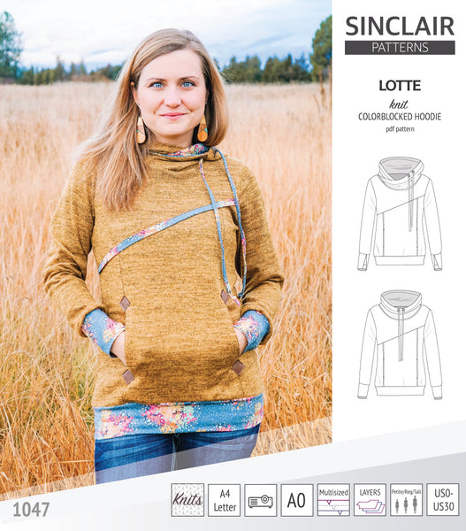 Lotte colorblocked hoodie for women (PDF) - Sinclair Patterns