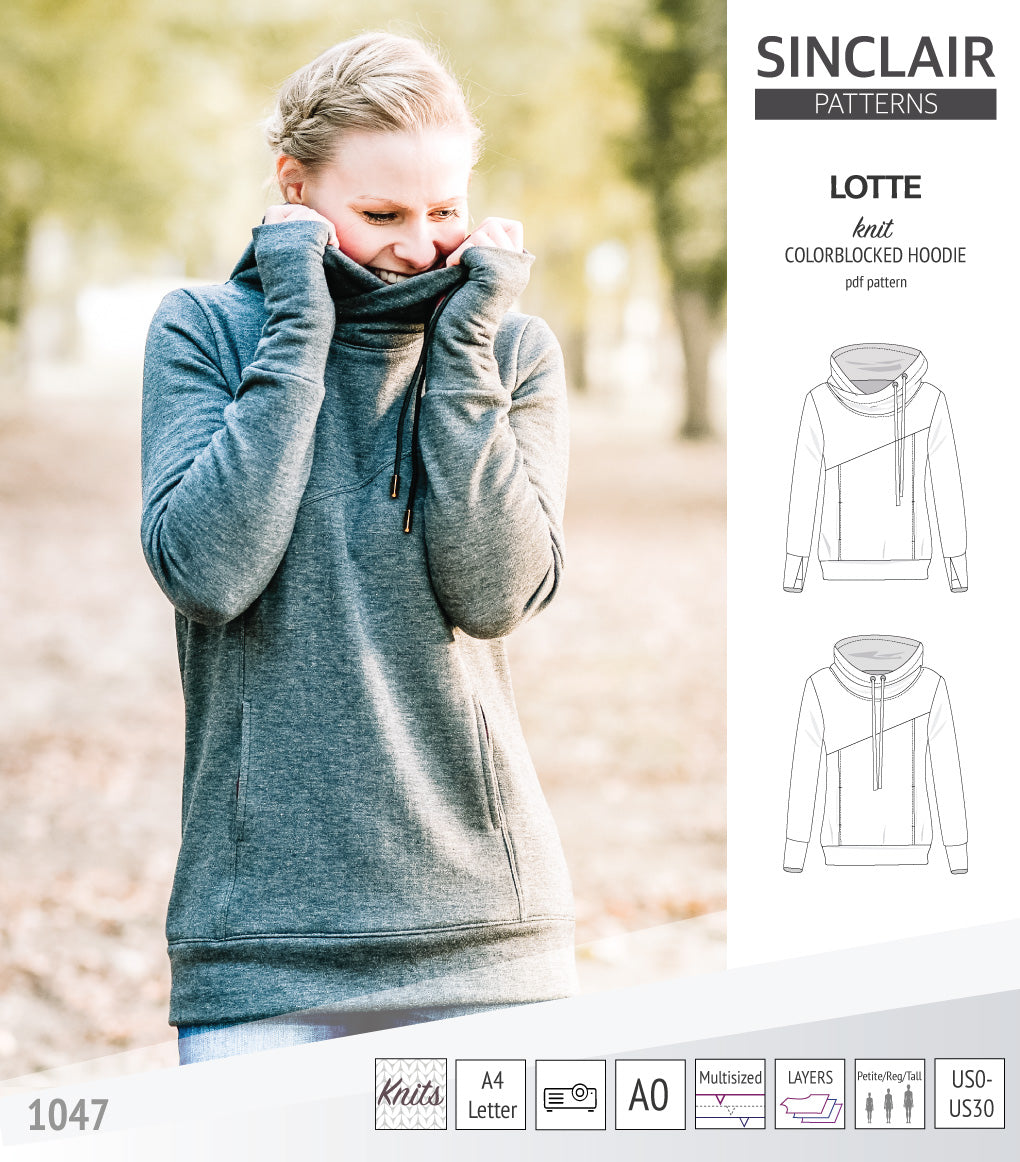 Lotte colorblocked hoodie for women (PDF) – Sinclair Patterns