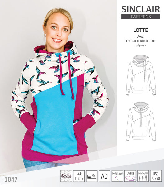 Lotte colorblocked hoodie for women (PDF) - Sinclair Patterns