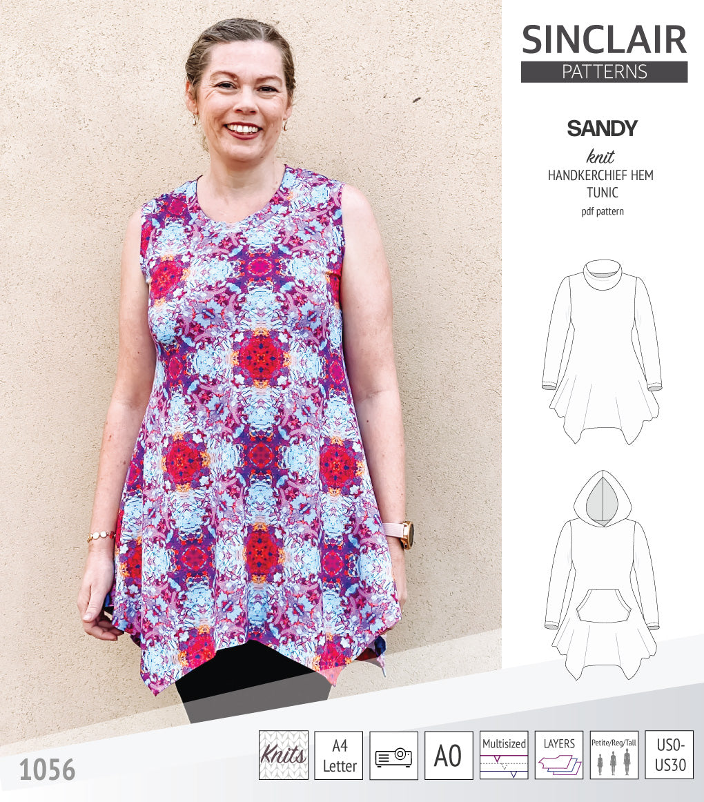 Sandhurst Knitting Pattern Sandy knit handkerchief hem tunic with a cowl, collar, hood and pockets ...