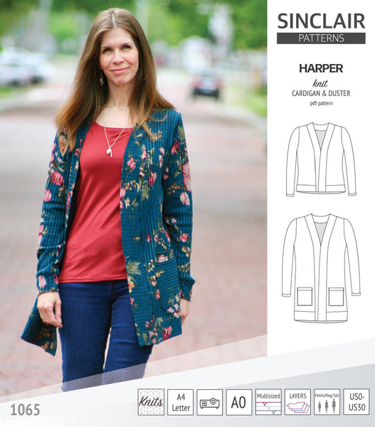 Harper classic knit cardigan and duster (PDF) Sinclair Patterns