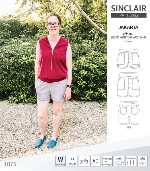 Jakarta shorts for woven fabrics with yoga waistband and pockets